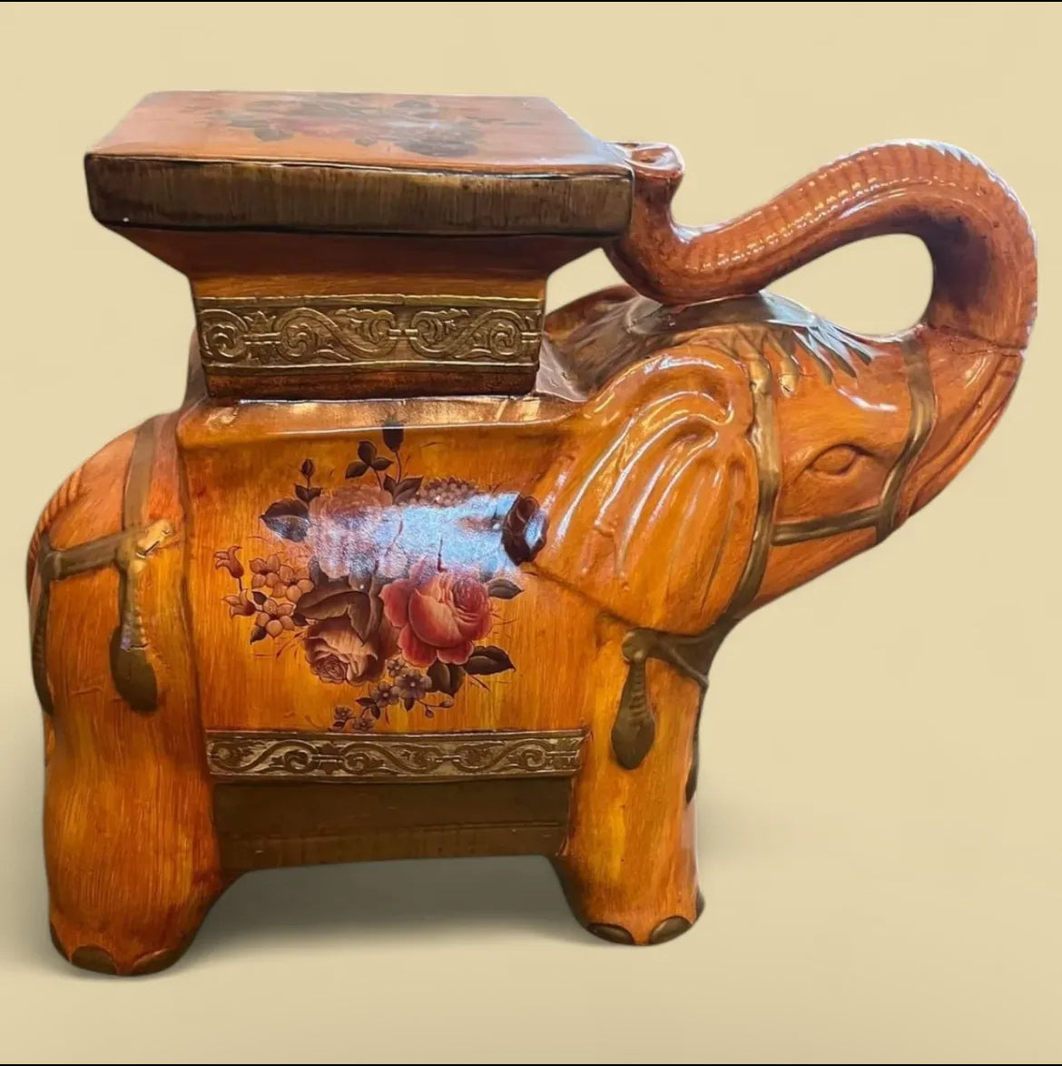 Majestic Porcelain Elephant Side Table