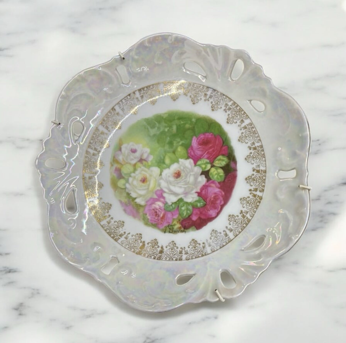 Porcelain Hanging Plate – Floral Motif