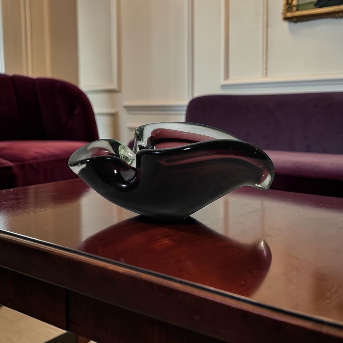 Antique Italian Murano Ashtray in Aubergine