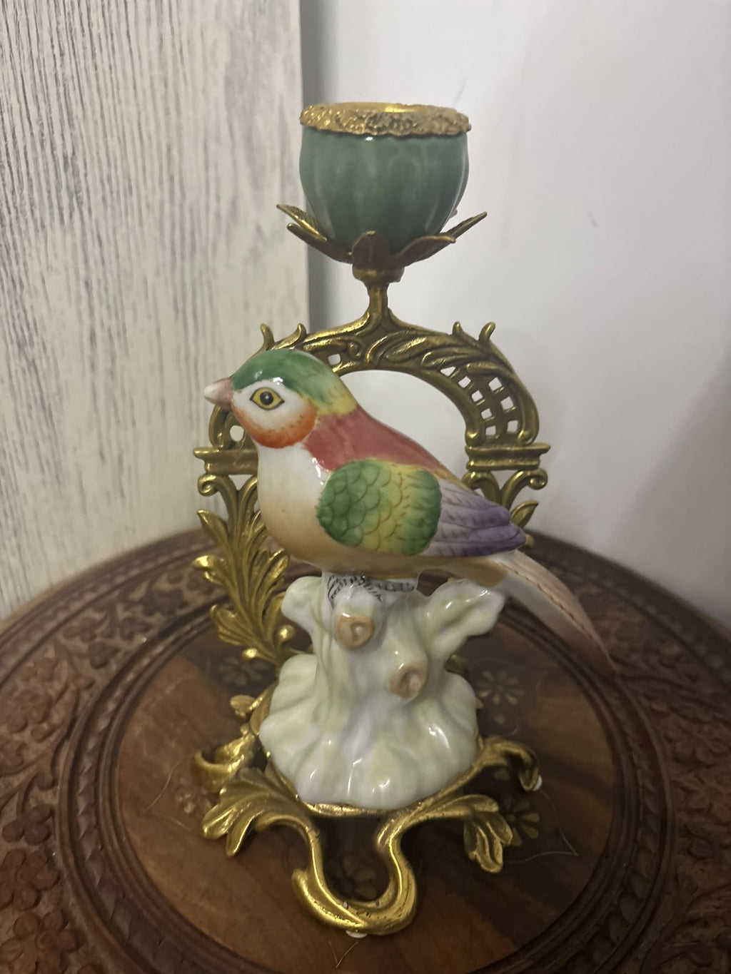 Sèvres Château Ornate Candlestick with Hand-Painted Porcelain Birds