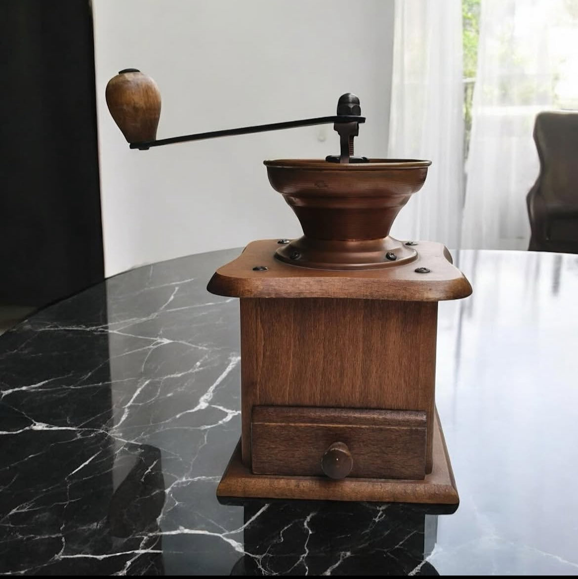 Dutch Wooden Grinder with Brass