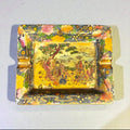 Chinoiserie Porcelain Ashtrays – Raised Bride Motifs – Satsuma Marked