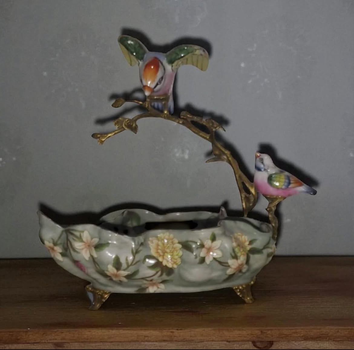 Sevres Chateau Porcelain Centerpiece with Bronze Tree Branch Design
