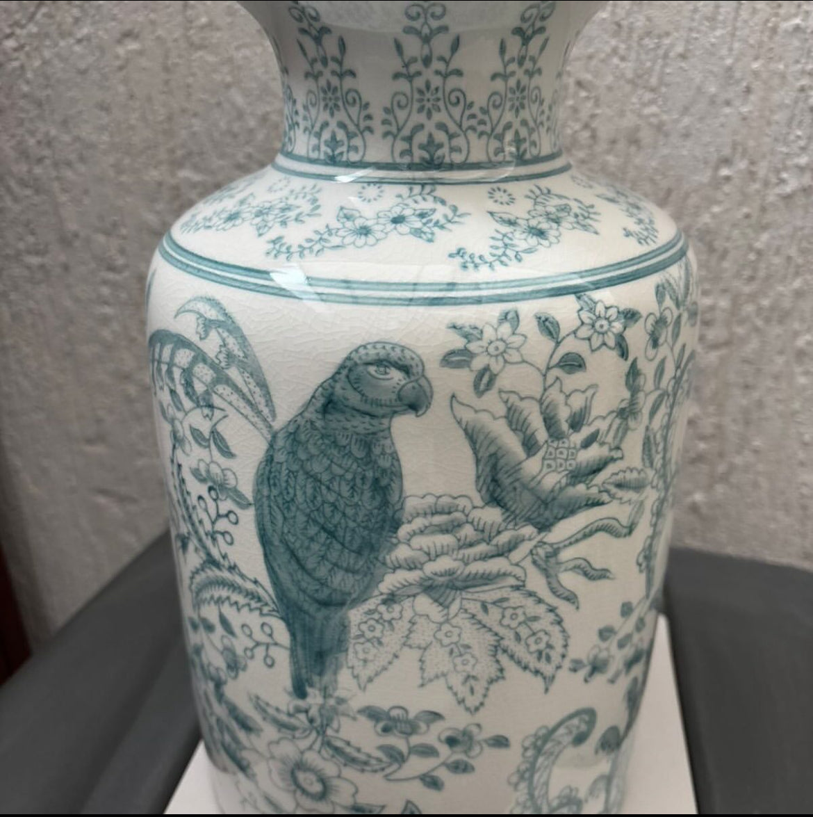 Hand-Painted Cylinder Vase with Birds