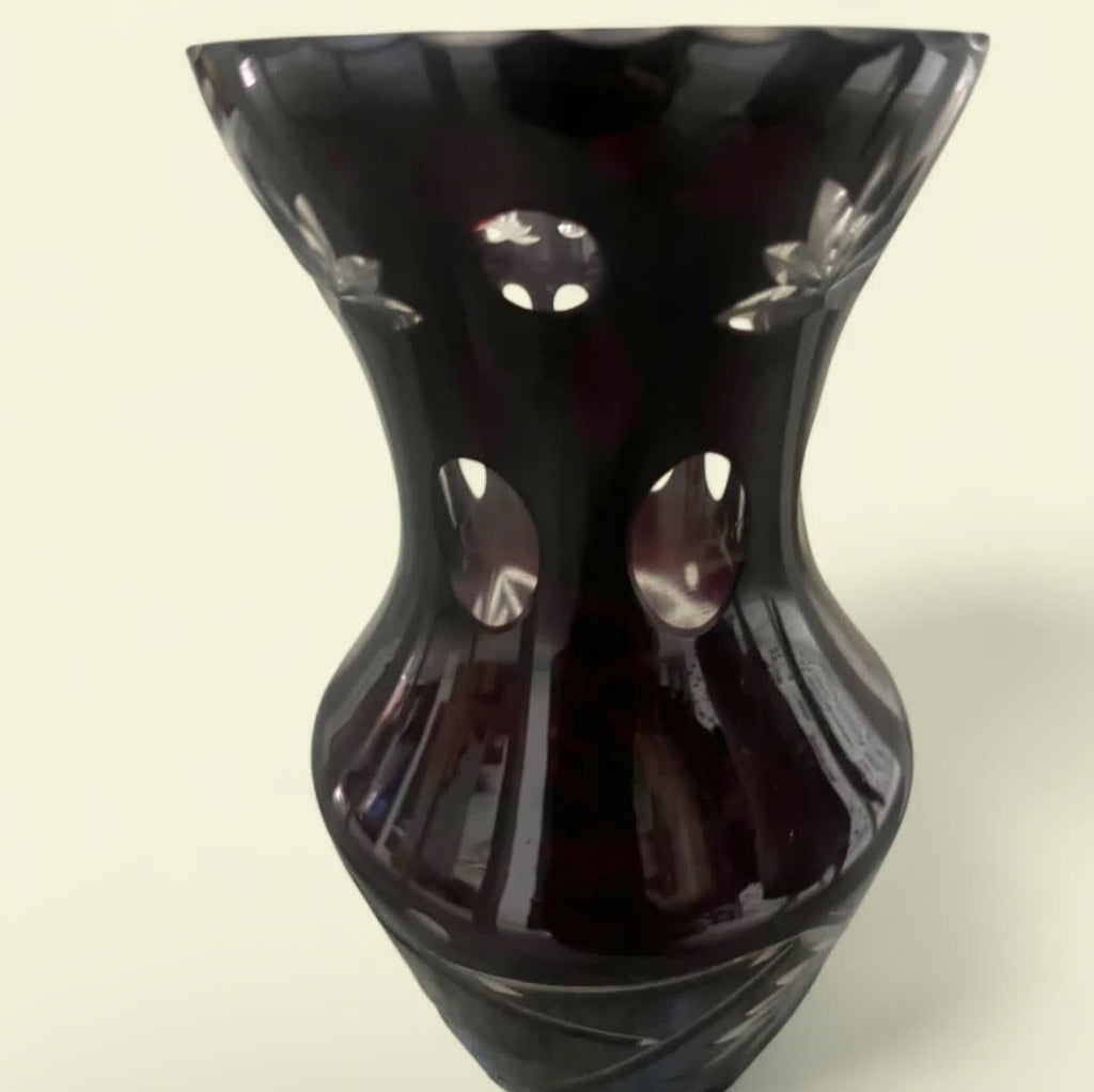 Bohemian Crystal Vase: Egermann Ruby Red Glass