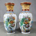 Chinoiserie Porcelain Vases with Peacock Design