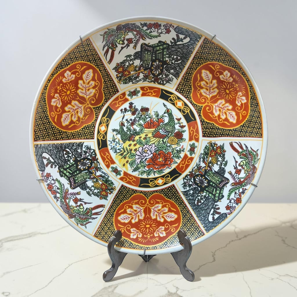 Large Chinoiserie Porcelain Platter – Huifeng Stamped – Gold & Miniature Design