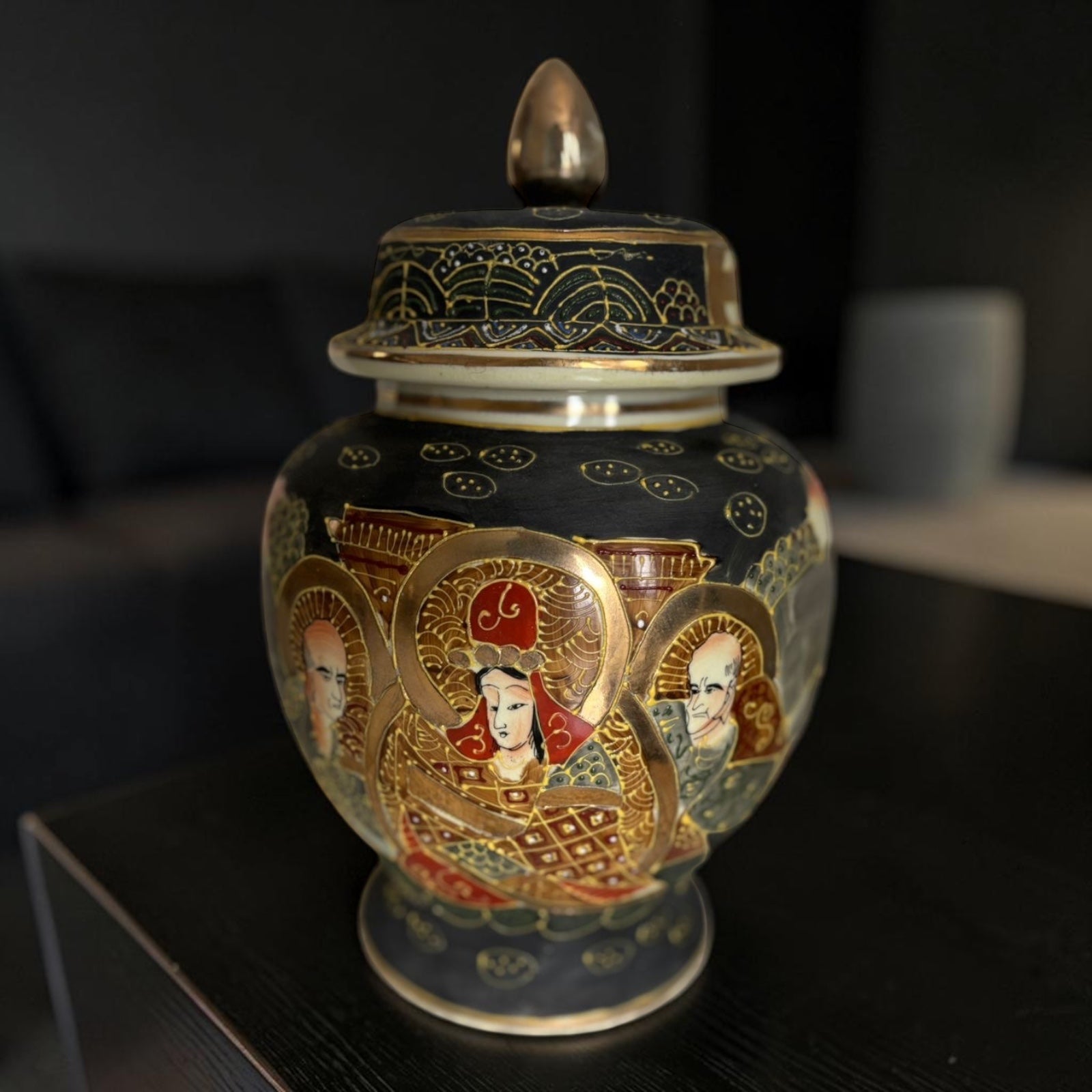 Rare Satsuma Porcelain Vase – Stamped – Raised Work with Gold Detailing