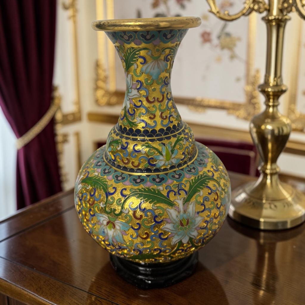 Cloisonné Vase with Raised Detailing – Original Velvet Box