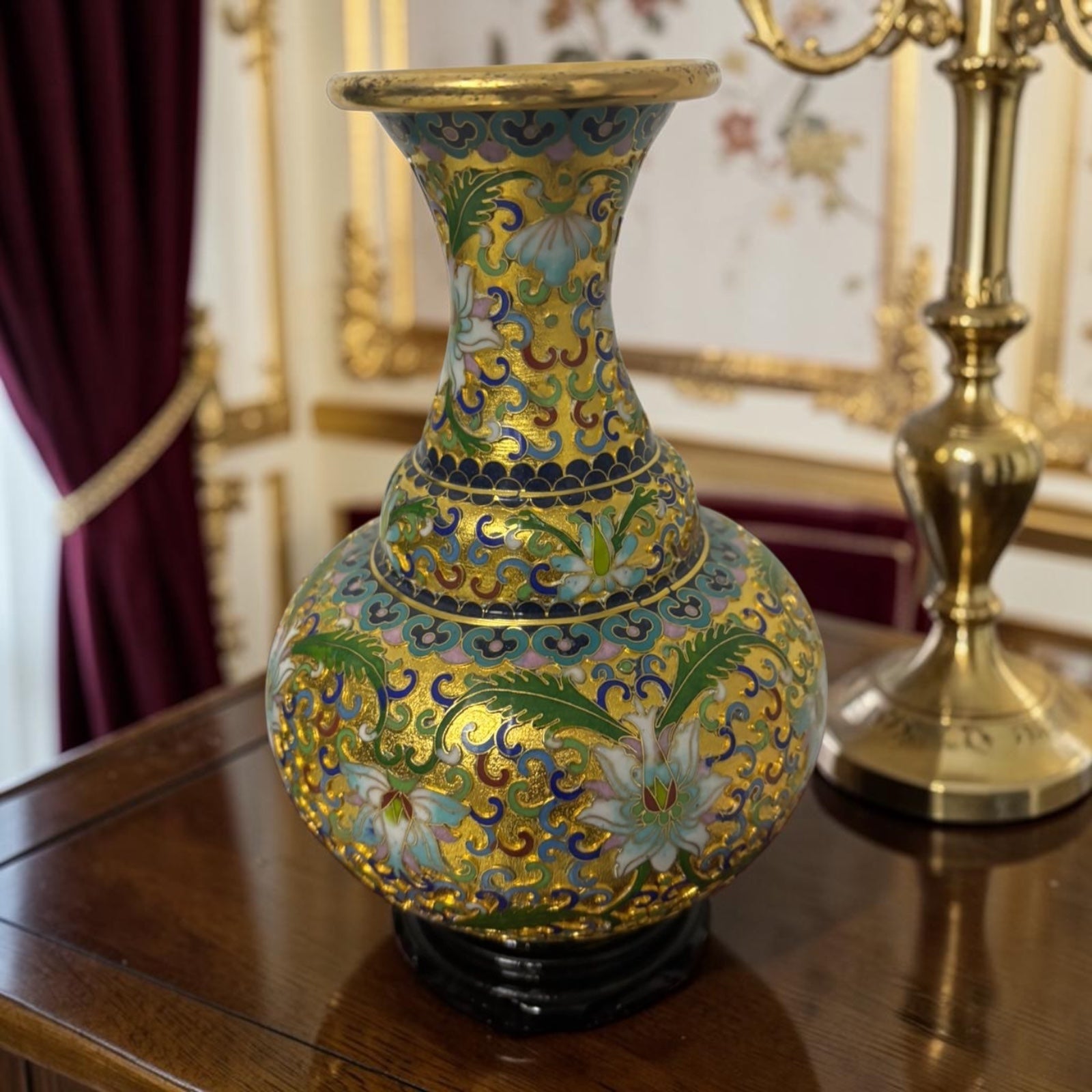 Cloisonné Vase with Raised Detailing – Original Velvet Box