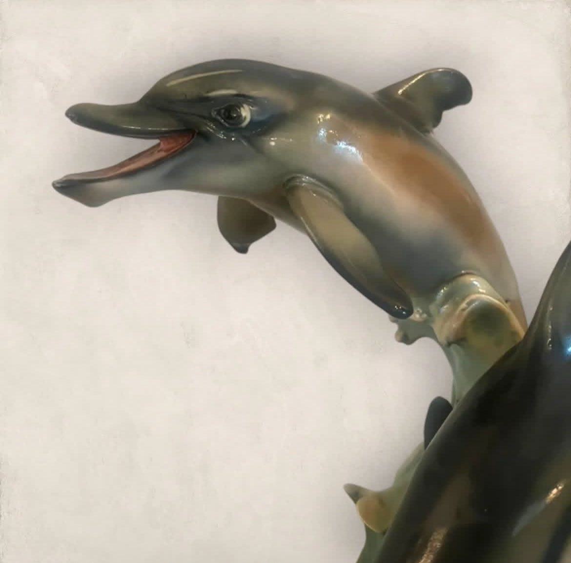 Dolphins Sculpture: Italian Capodimonte