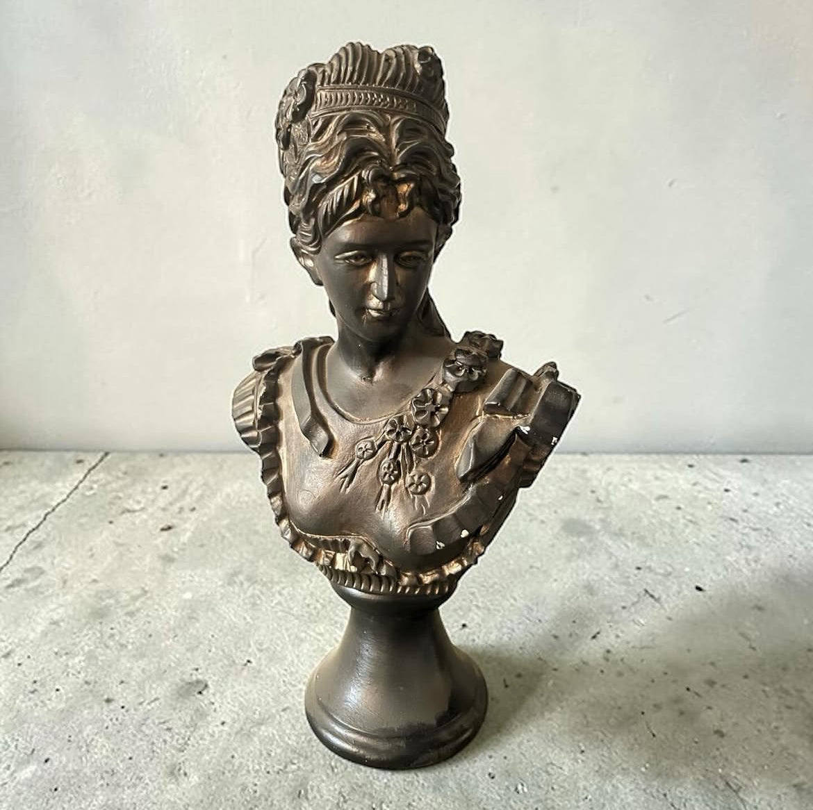 Resin Lady Figurine with Metal Base