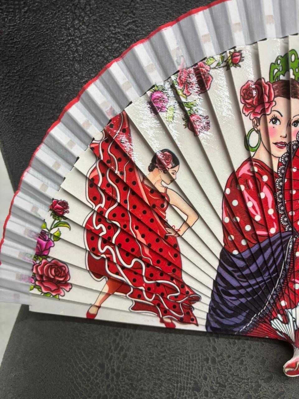 Spanish Themed Hand Fan – Flamenco Dancers Design – Decorative & Elegant
