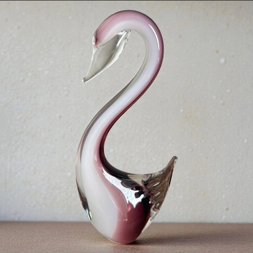 Aubergine Murano Glass Swan – Mid-Century Art