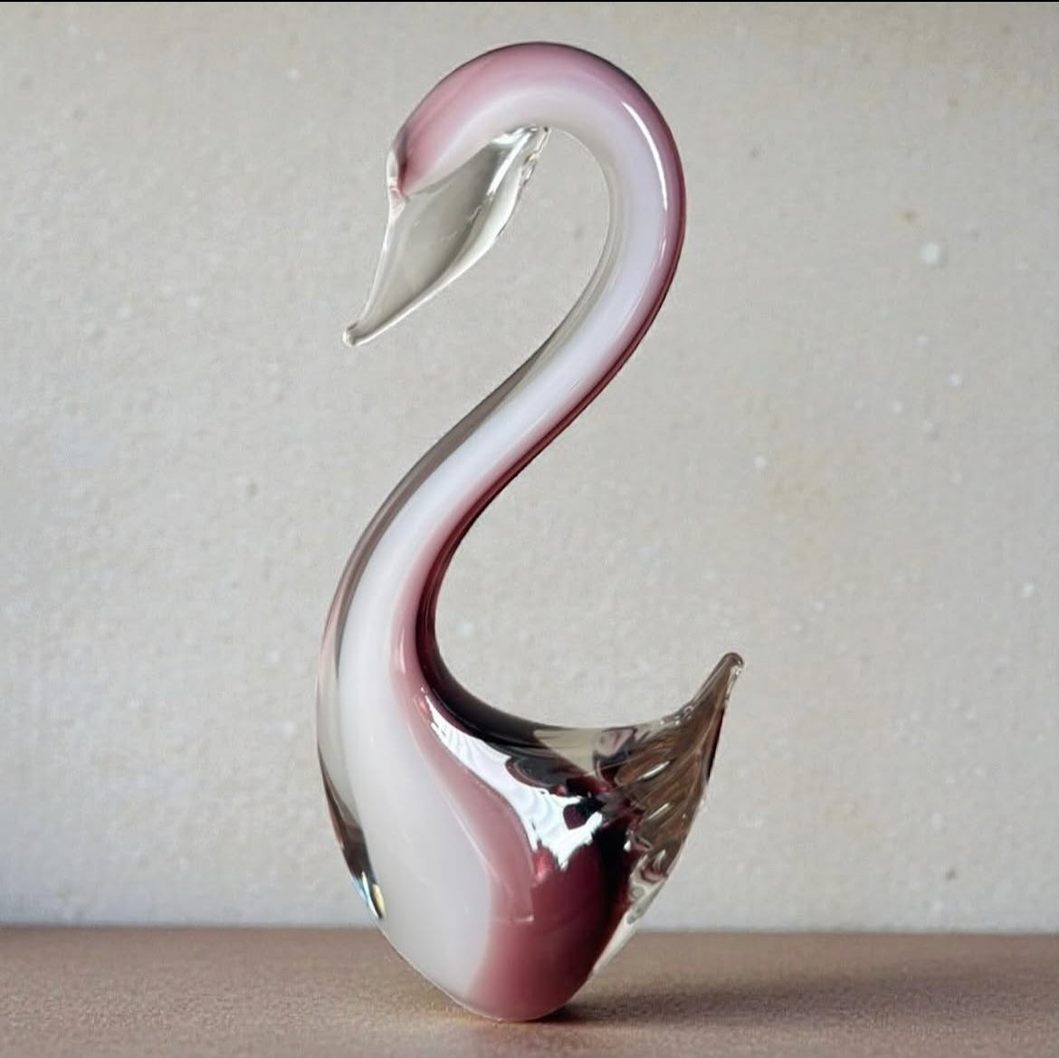 Aubergine Murano Glass Swan – Mid-Century Art