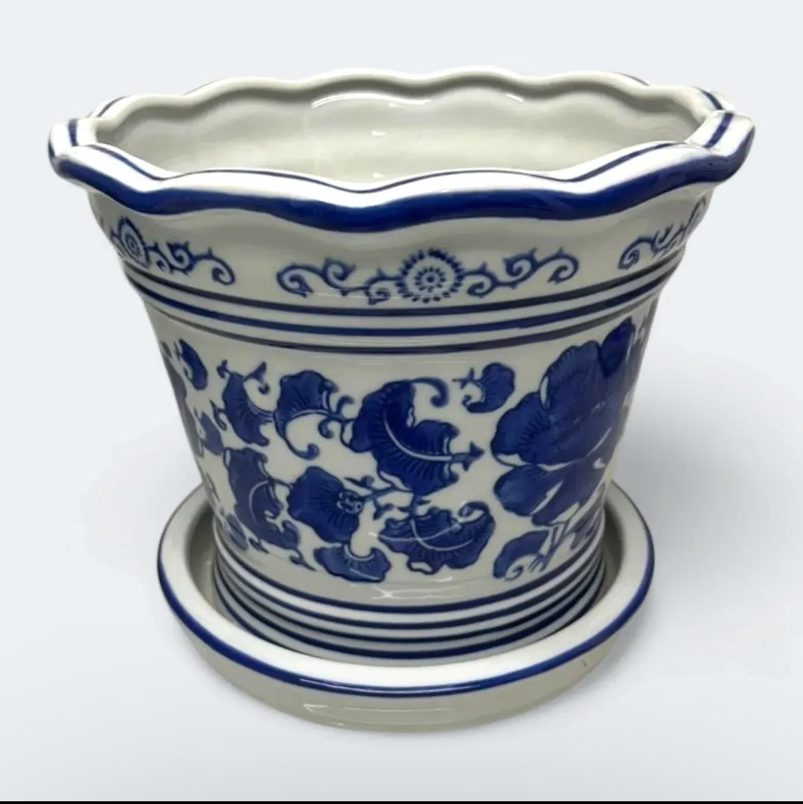 Bleu Blanc Floral Cachepot