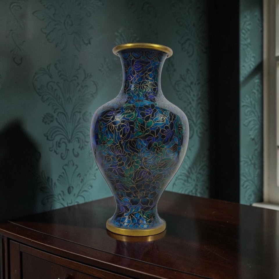 Smooth Cloisonné Vase with Gold Detailing