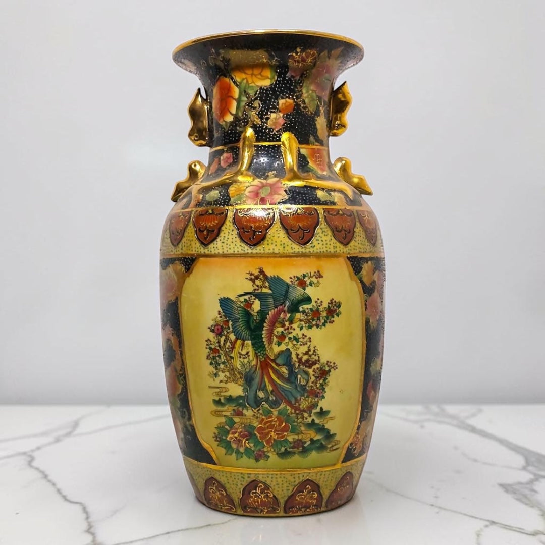 Large Satsuma Chinoiserie Porcelain Vase – Hand-Painted with Gold Detailing