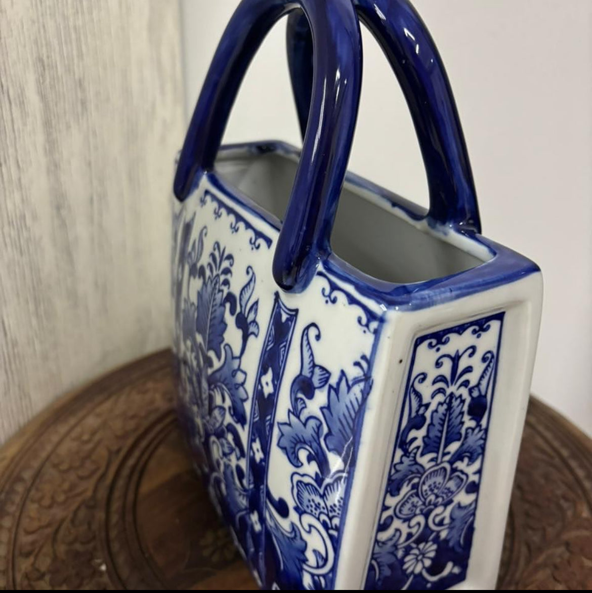 Bleu Blanc Hand-Painted Porcelain Bag