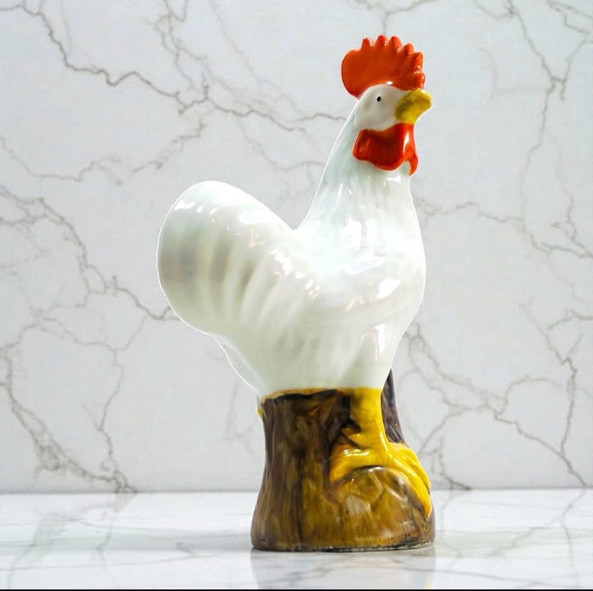 Vintage Chinoiserie Rooster Figurine – Hand-Made Porcelain