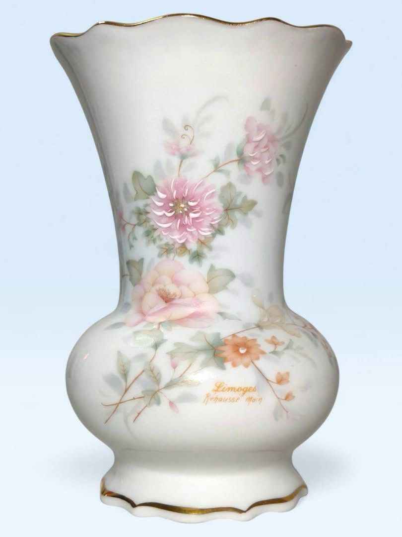 Limoges French Porcelain Vase – Pink Rose Design