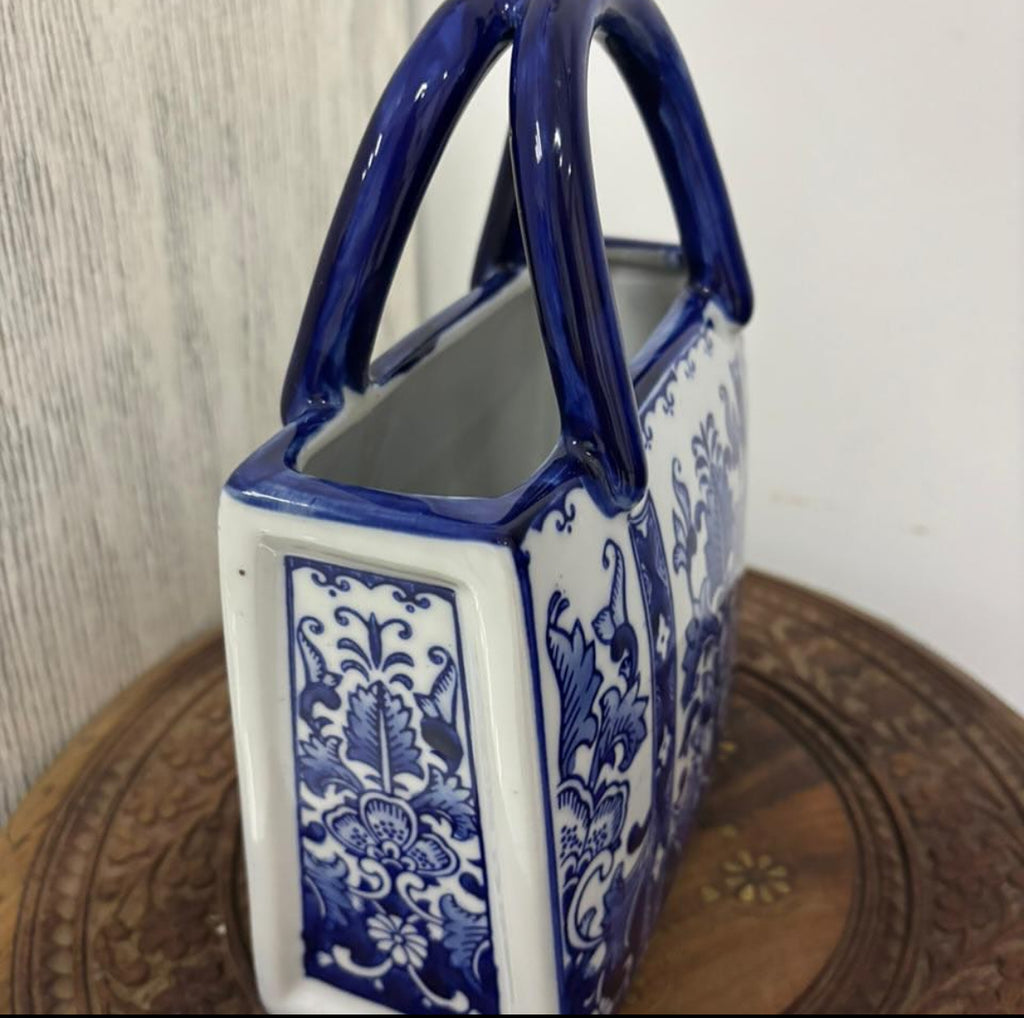 Bleu Blanc Hand-Painted Porcelain Bag