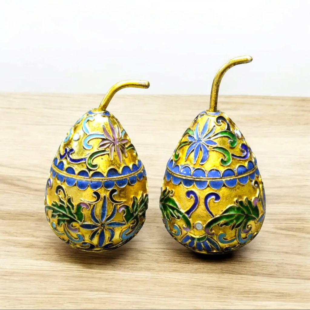 Cloisonné Pear: Floral Chinese Bonbonnière
