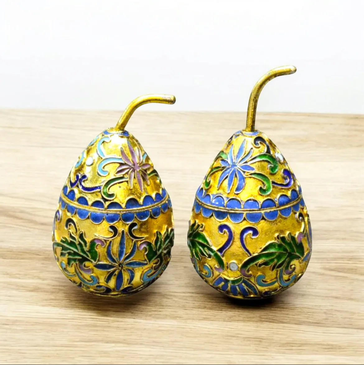 Cloisonné Pear: Floral Chinese Bonbonnière