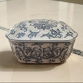 Bleu Blanc Crackle Porcelain Bonbonnière – Hand-Painted Cupid Design