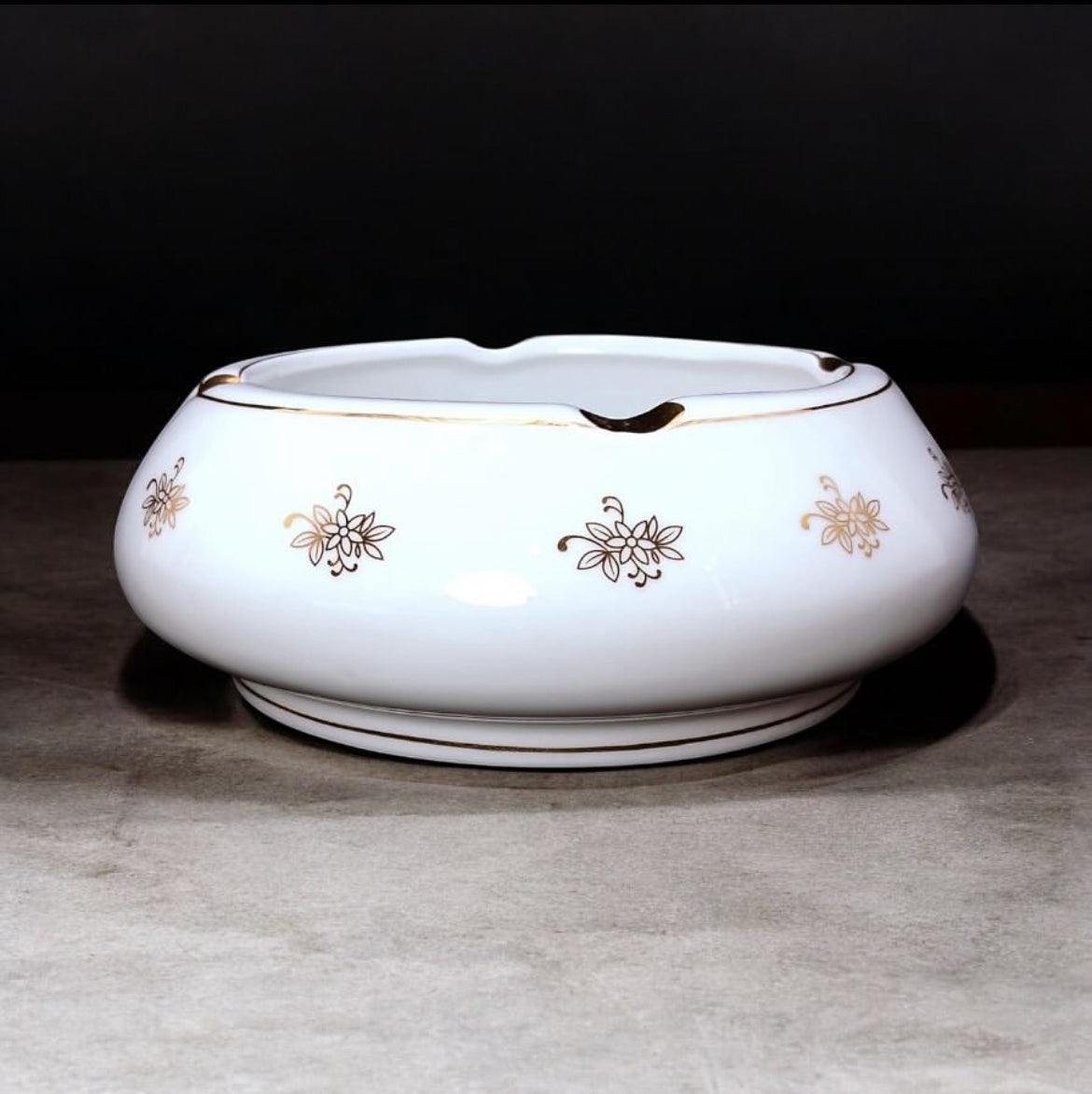 Japanese Porcelain Ashtray with Floral Design