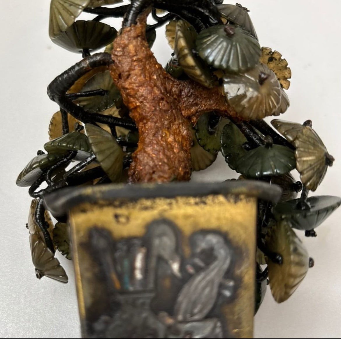 Cloisonné Tree with Natural Jade Branches