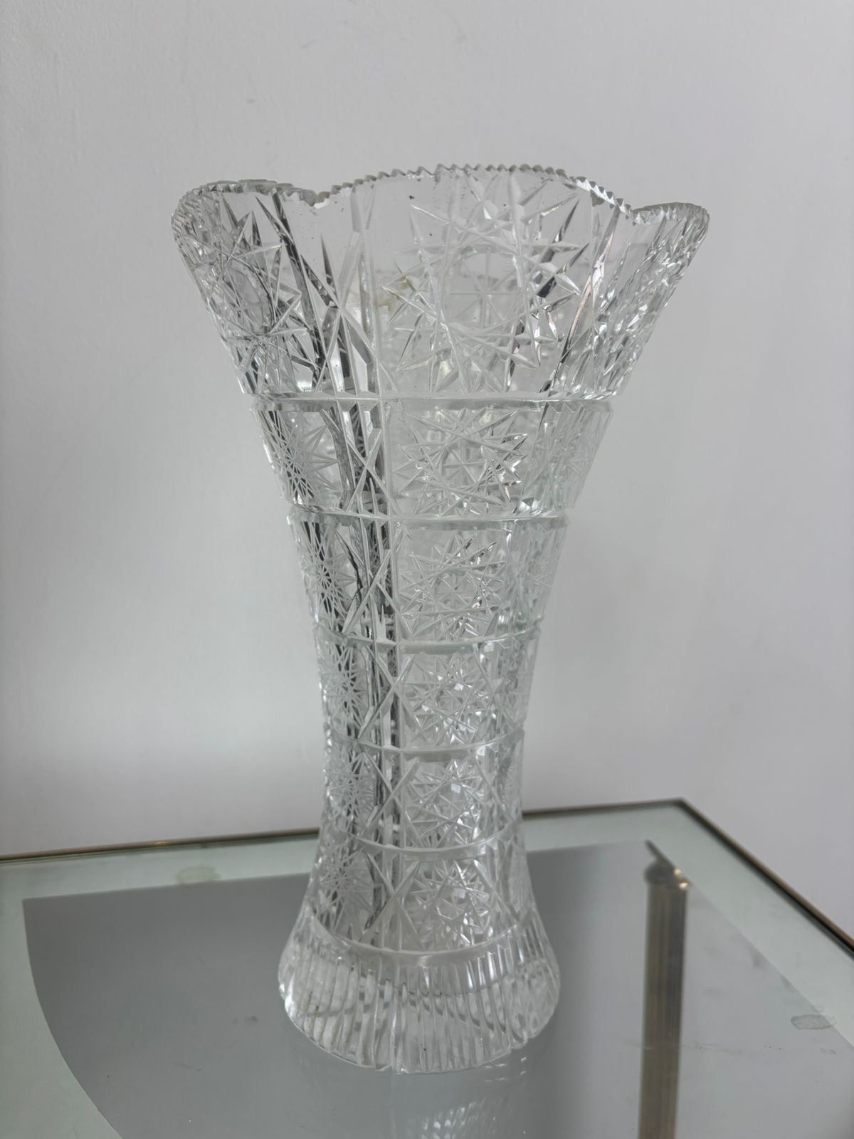 Vintage Czech Hand-Cut Crystal Vase
