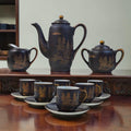Japanese Chinoiserie Porcelain Coffee Set – Miniature & Gold Detailing – Queen Portrait – 15 Pieces