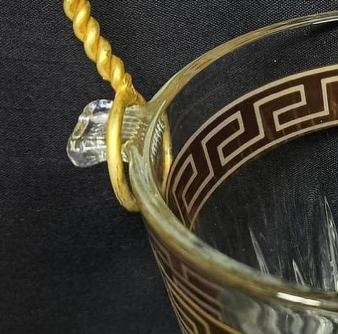 French Crystal Ice Bucket – Versace Design with Gold Detailing