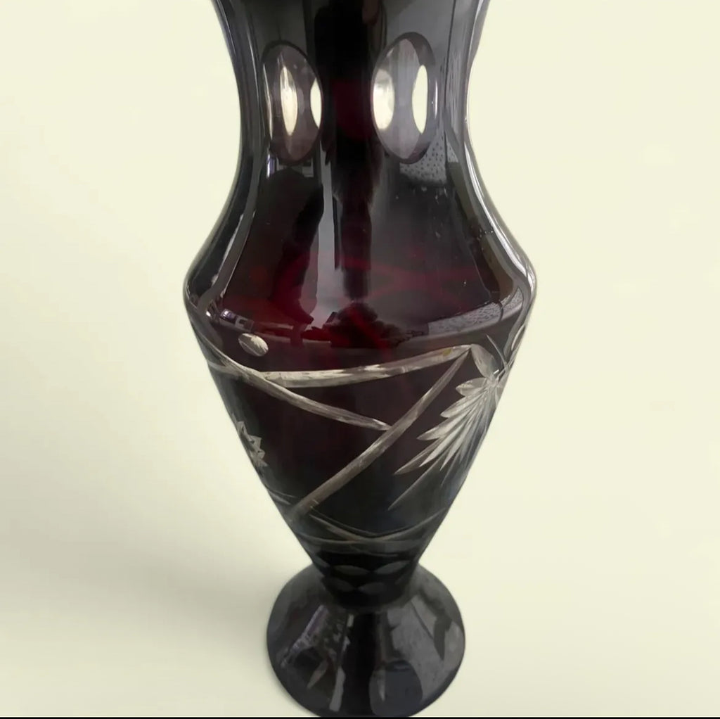 Bohemian Crystal Vase: Egermann Ruby Red Glass