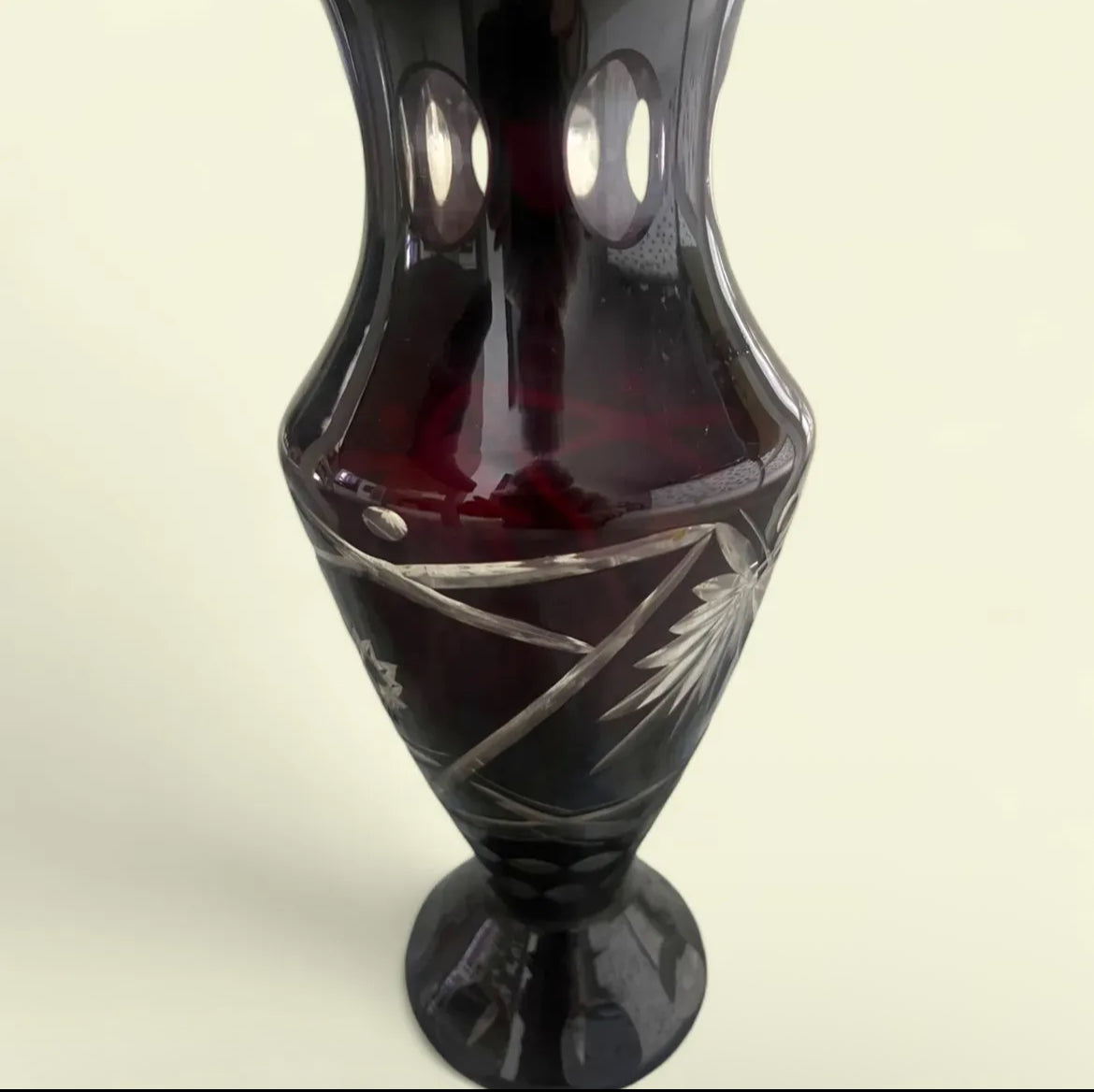 Bohemian Crystal Vase: Egermann Ruby Red Glass