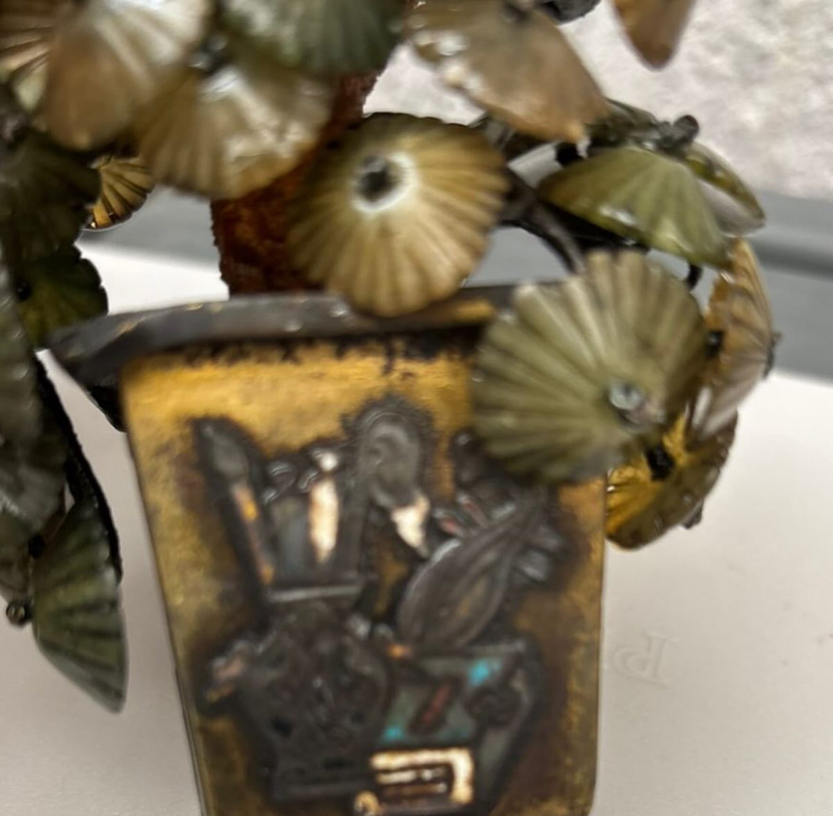 Cloisonné Tree with Natural Jade Branches