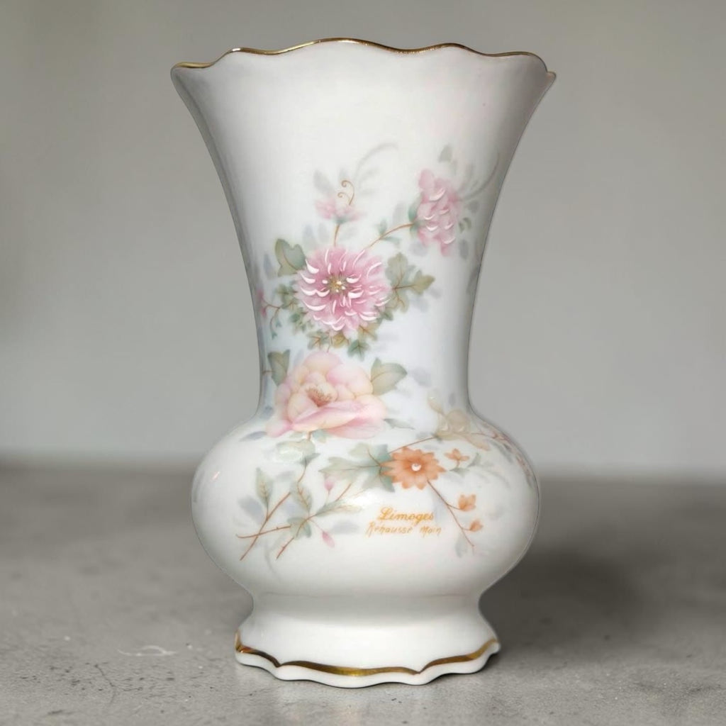 Limoges French Porcelain Vase – Pink Rose Design