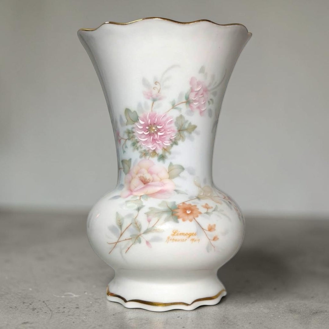 Limoges French Porcelain Vase – Pink Rose Design