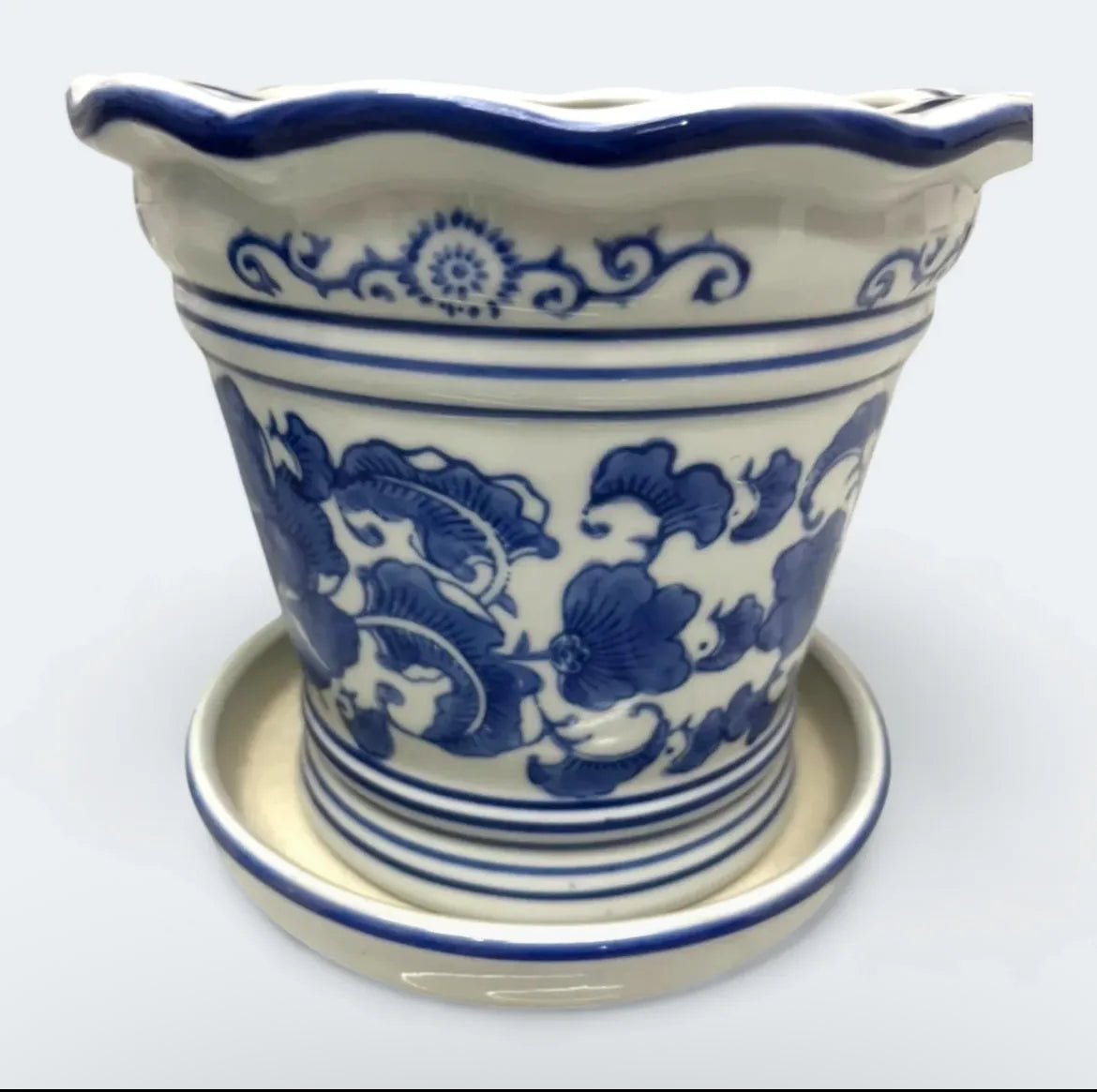 Bleu Blanc Floral Cachepot