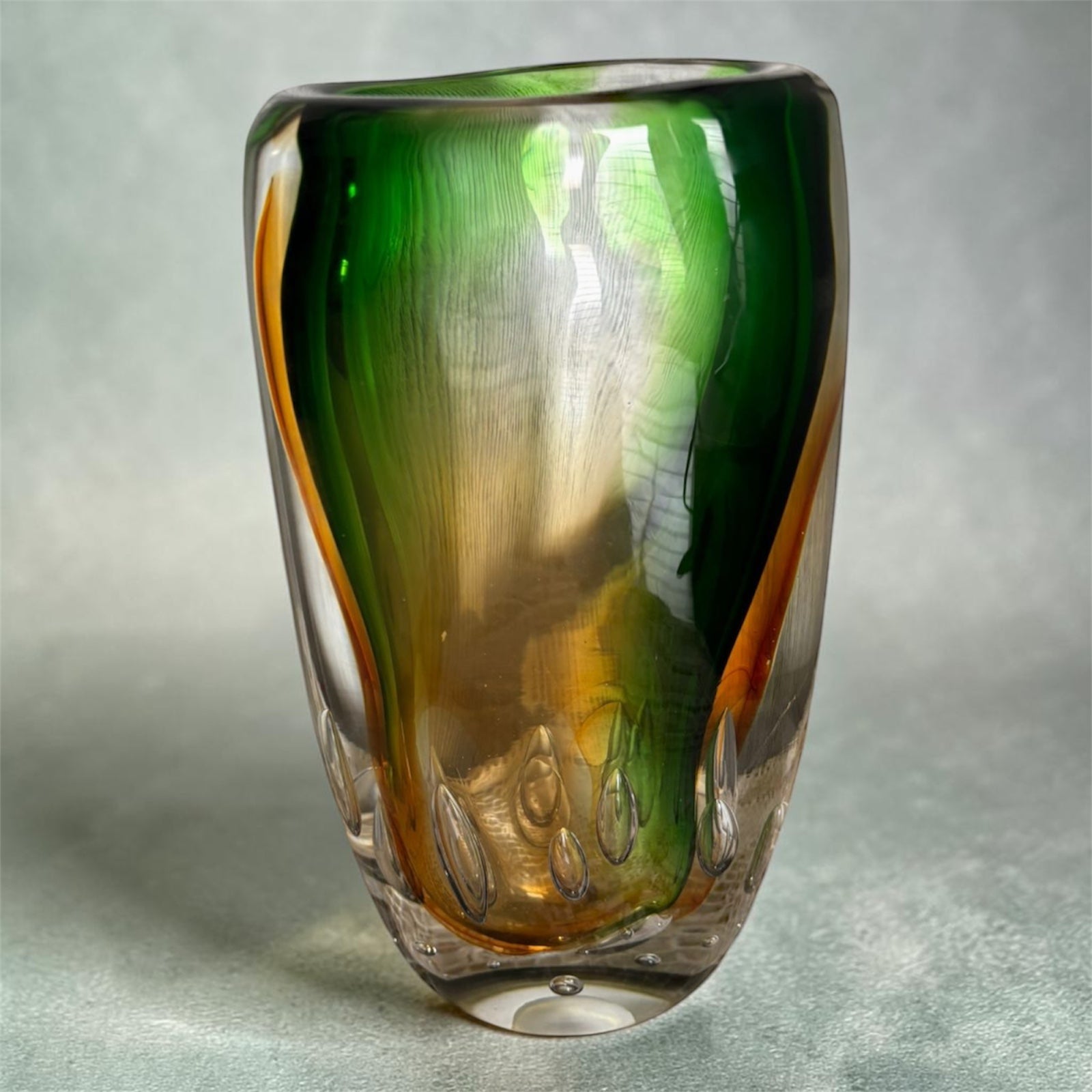 Heavy Murano Italian Glass Vase – Rare Form – Multicolored