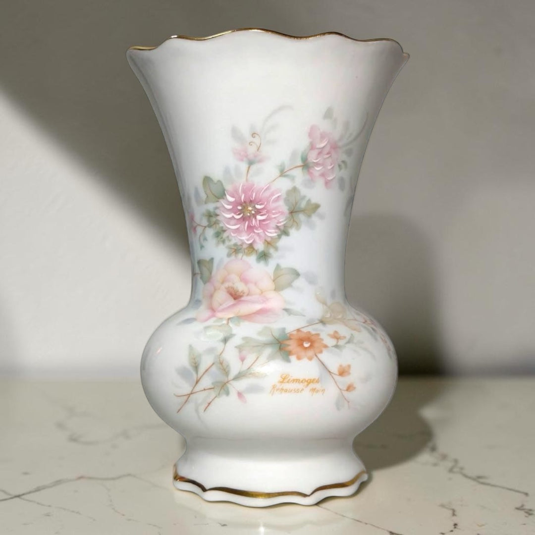 Limoges French Porcelain Vase – Pink Rose Design