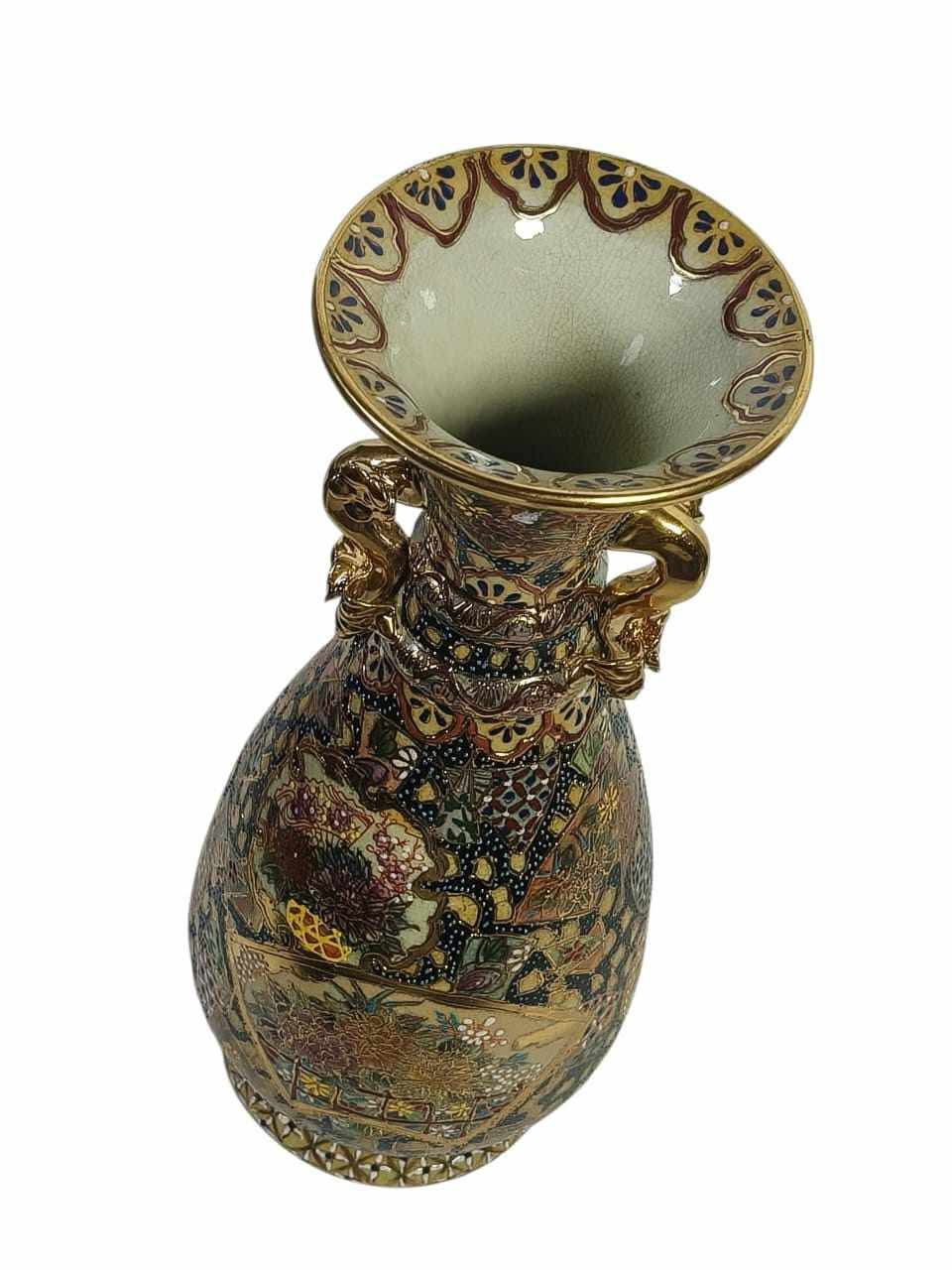 Chinoiserie Satsuma Porcelain Vase – Raised Miniature Handcrafted Design
