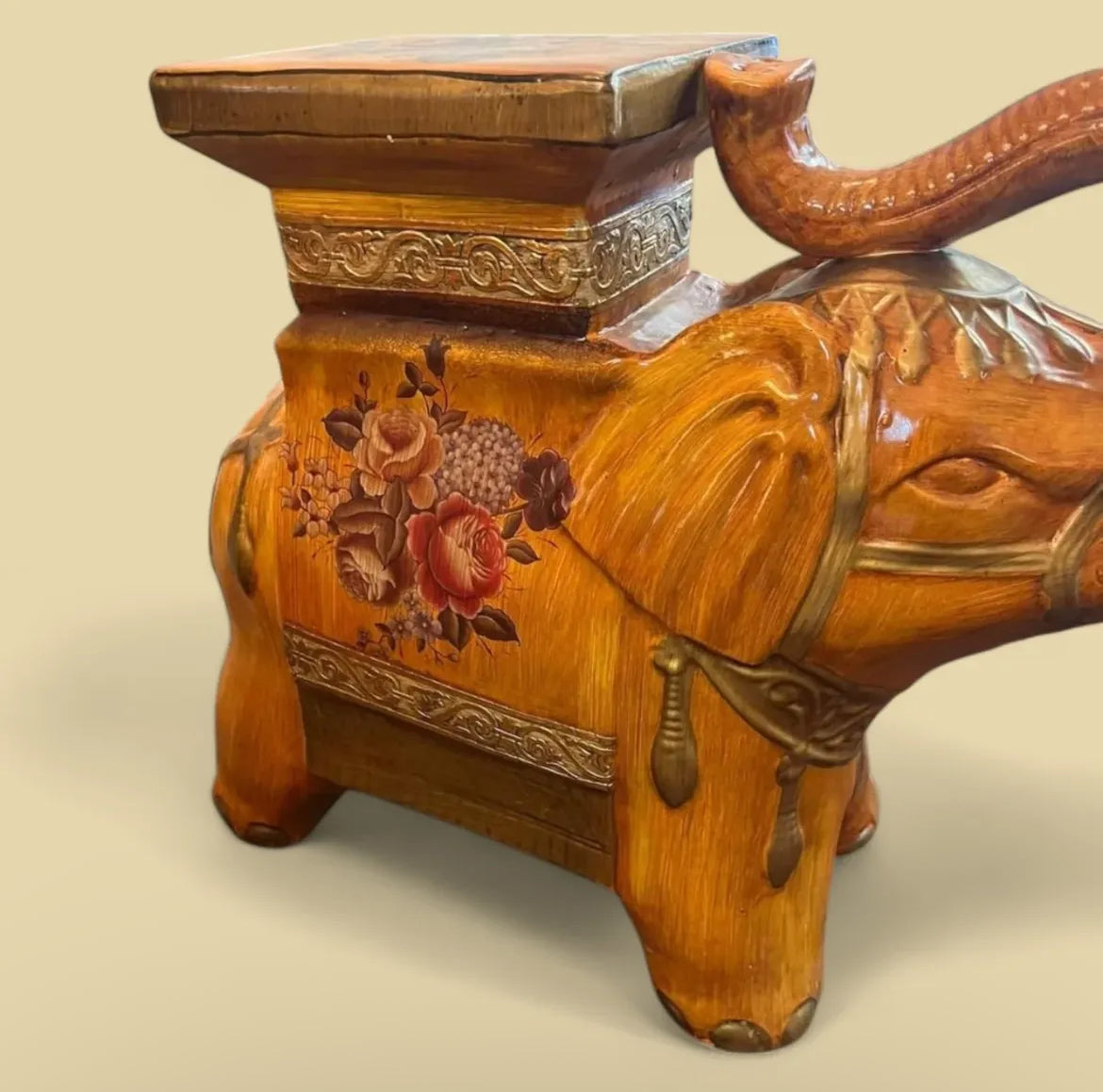 Majestic Porcelain Elephant Side Table