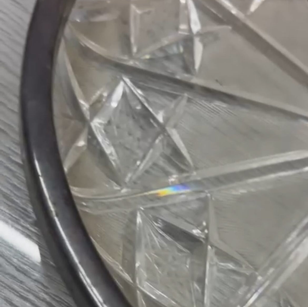 Vintage Crystal Bowl with Silver-Plated Rim – Hefra, Poland, 1970s