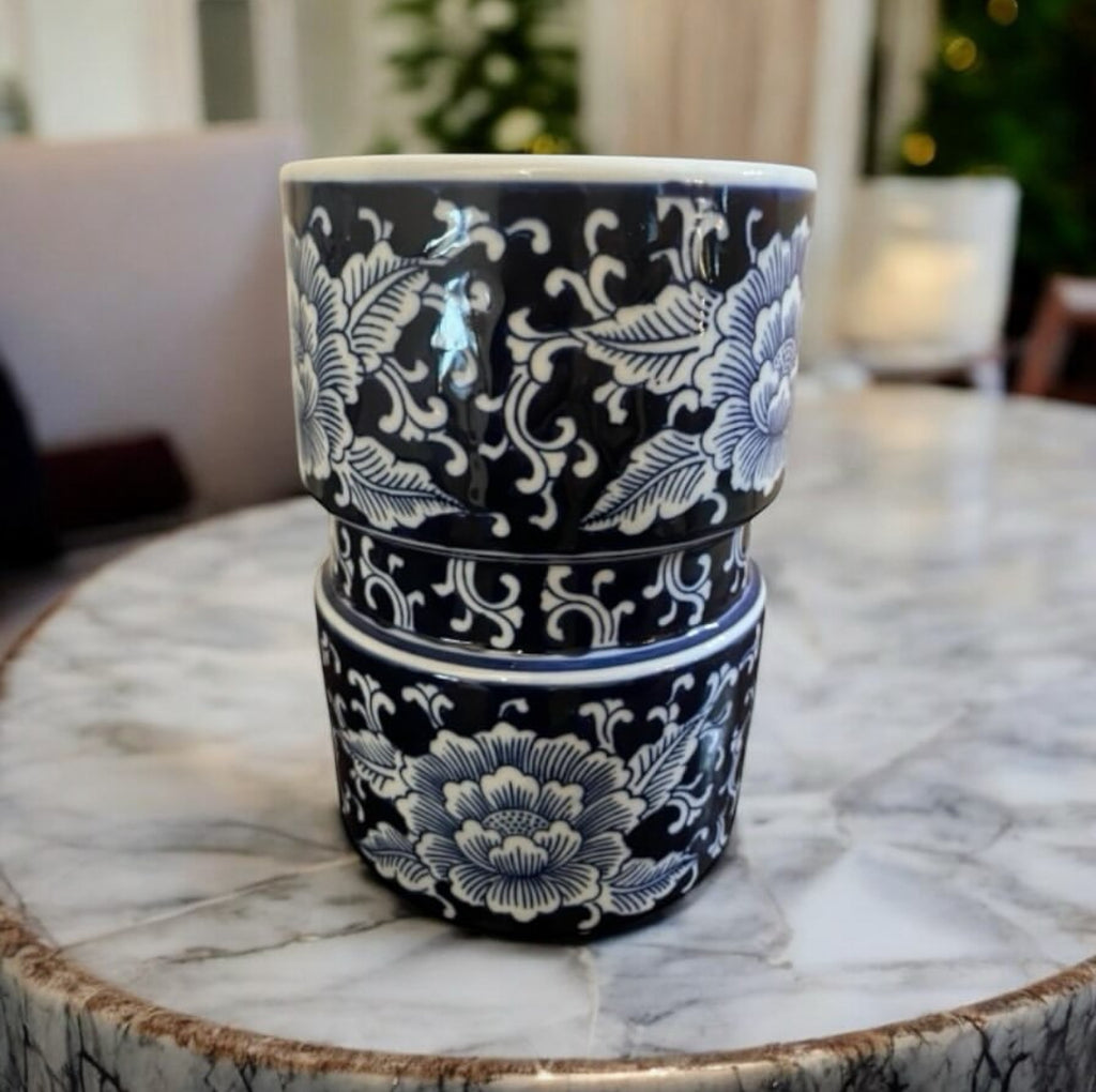 Bleu Blanc Hand-Painted Porcelain Vase