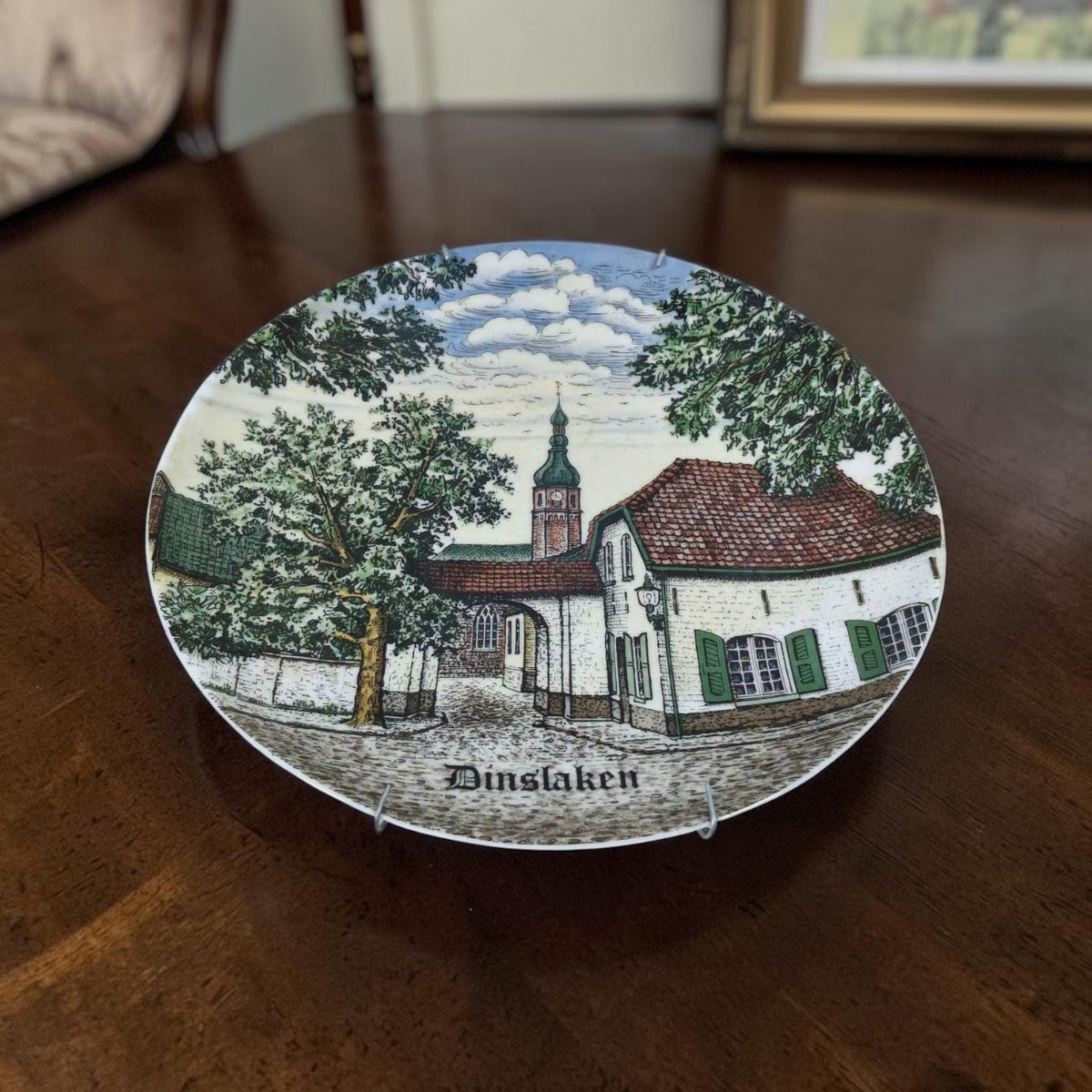 German Porcelain Plate with Miniature Artwork