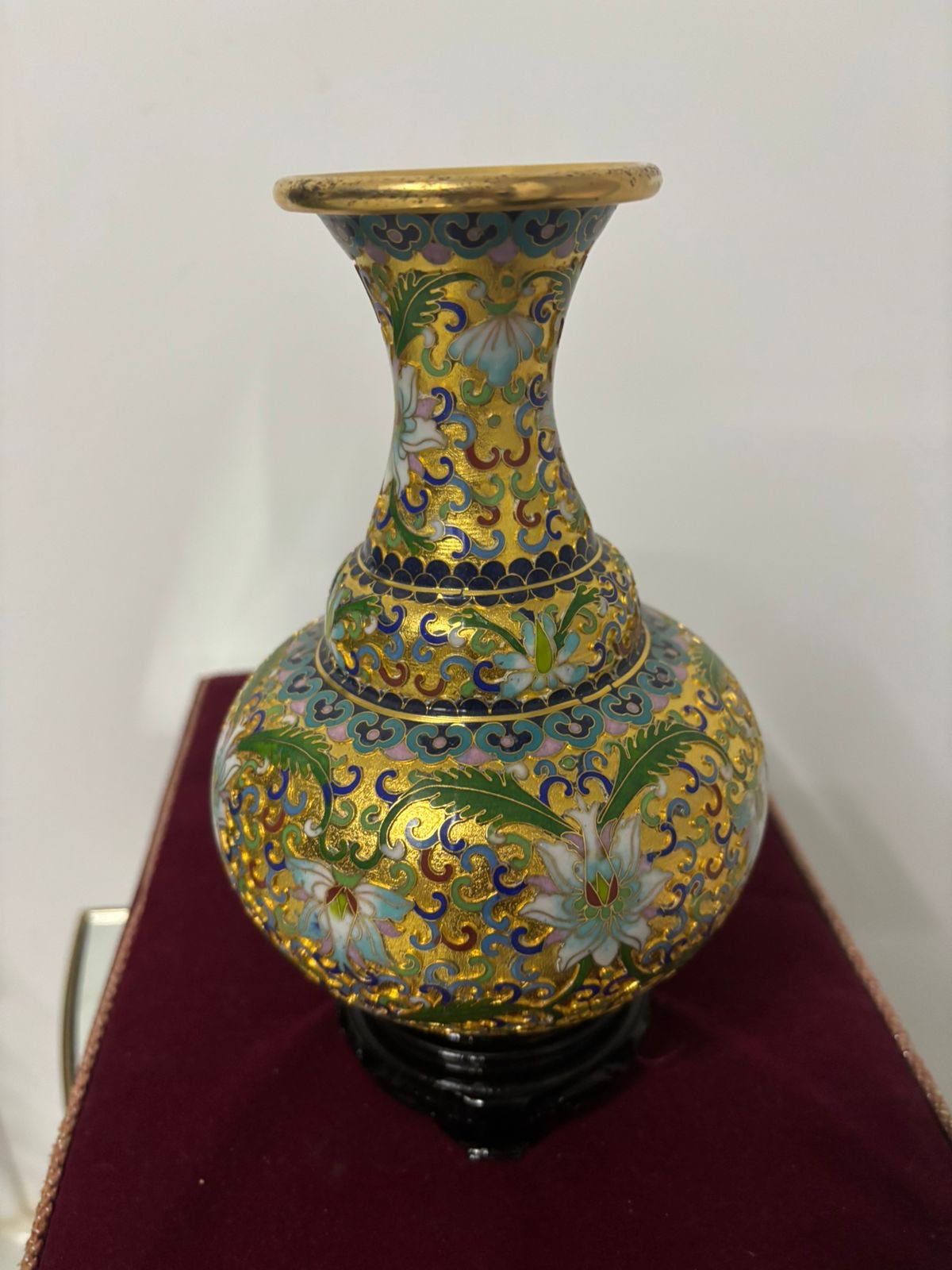 Cloisonné Vase with Raised Detailing – Original Velvet Box