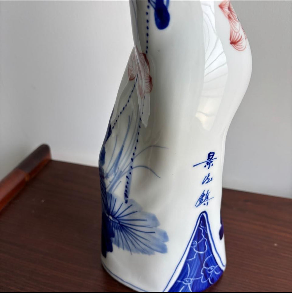 Bleu Blanc Mannequin Vase – Hand-Painted Porcelain