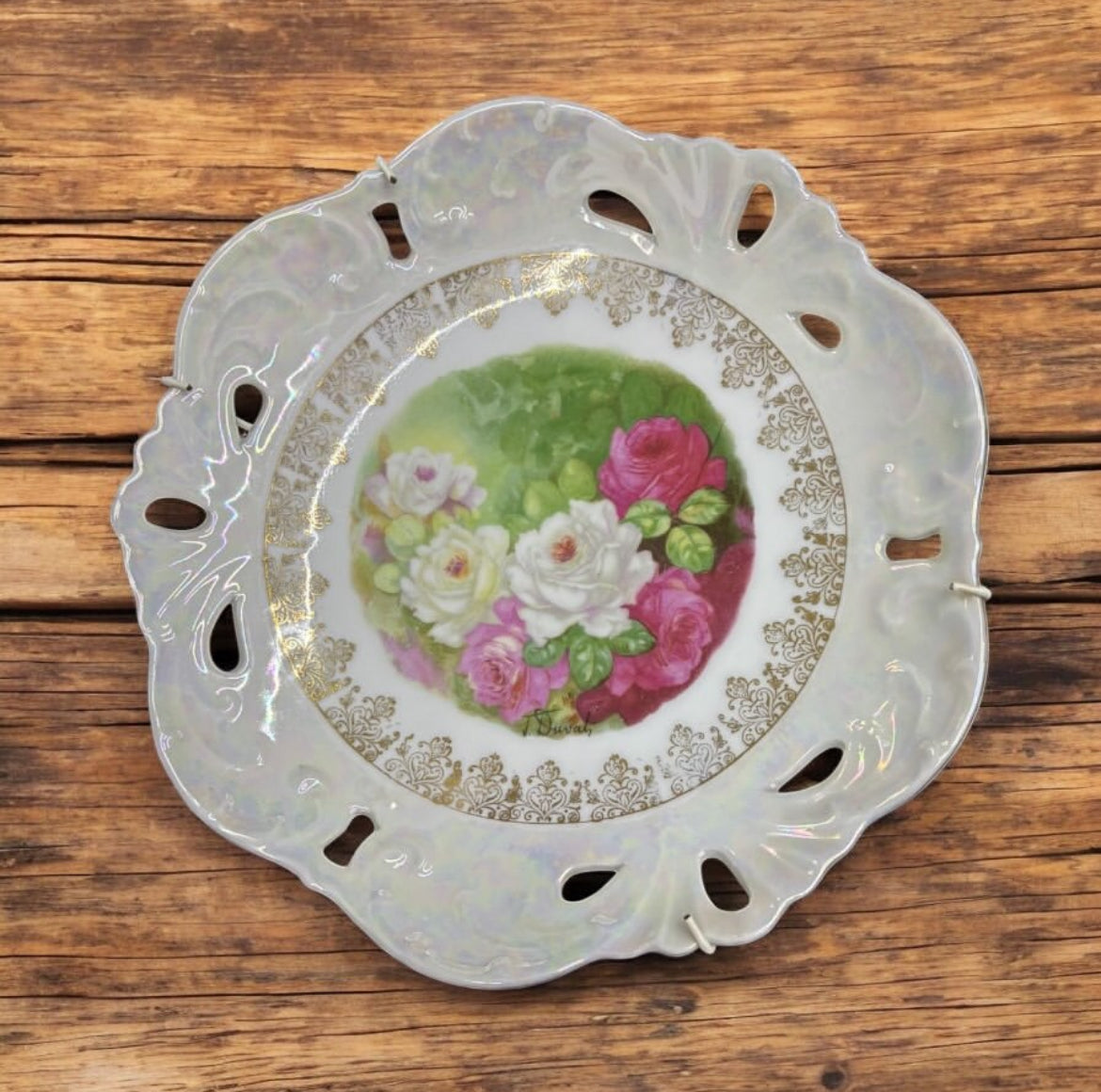 Porcelain Hanging Plate – Floral Motif
